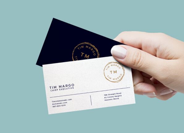Hand Holding Business Cards Mockup
